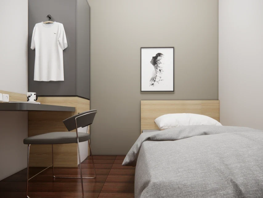 Area Tempat Tidur & Meja Kerja Terintegrasi